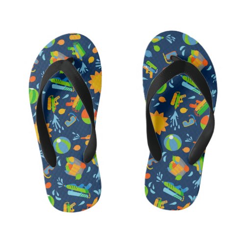 Water guns water balloons summer kids pattern kids flip flops