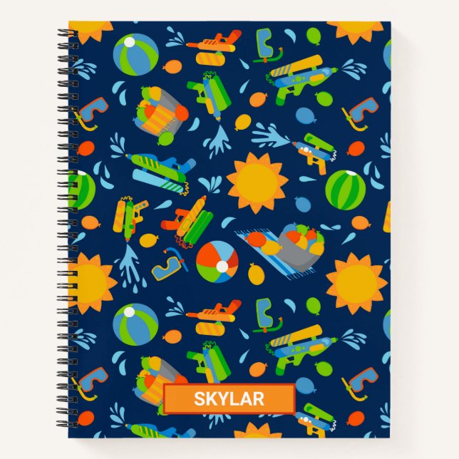Water guns water balloons summer kids pattern notebook (Front)