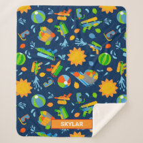 Water guns water balloons summer kids pattern sherpa blanket