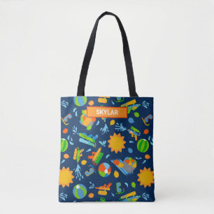 Water guns water balloons summer kids pattern tote bag