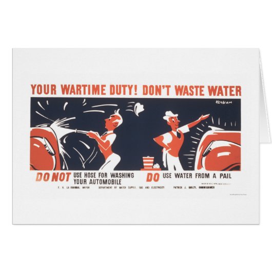 Water Is Important WWII 1942 WPA Cards (Front Horizontal)