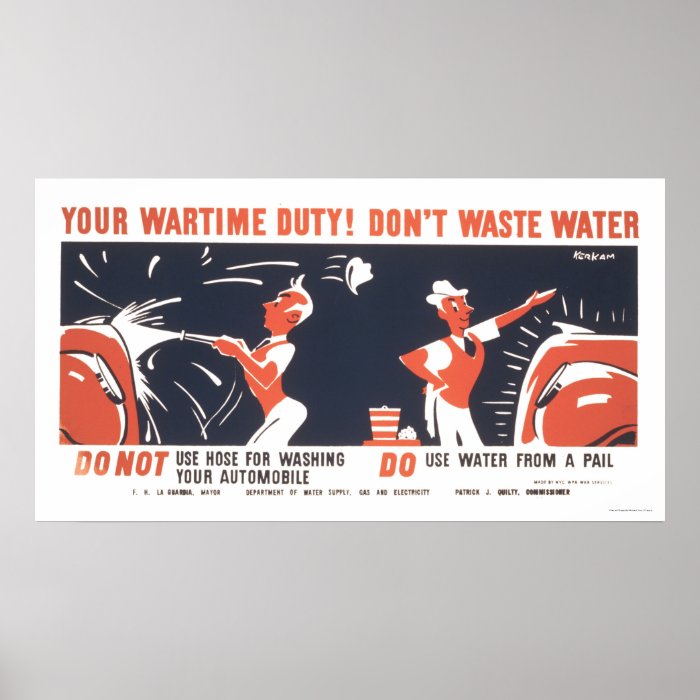 Water Is Important WWII 1942 WPA Poster