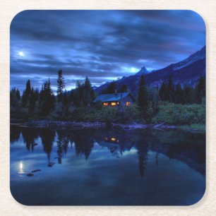 Water   Jenny Lake Grand Teton National Park Square Paper Coaster