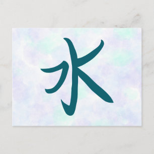 Water Kanji Japanese Calligraphy Postcard
