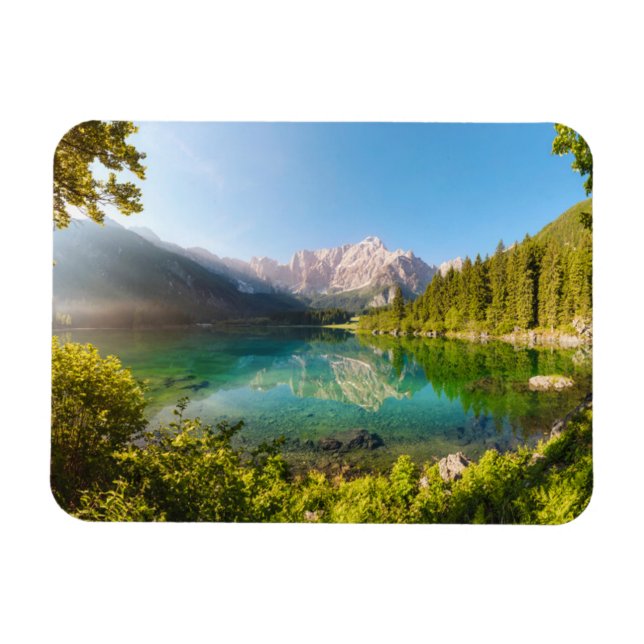 Water | Lago di Fusine Mount Gangart Julian Alps Magnet (Horizontal)
