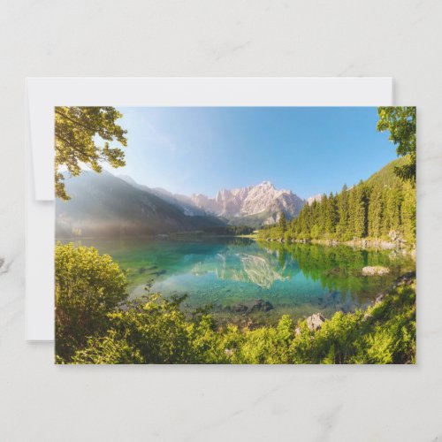 Water  Lago di Fusine Mount Gangart Julian Alps Thank You Card