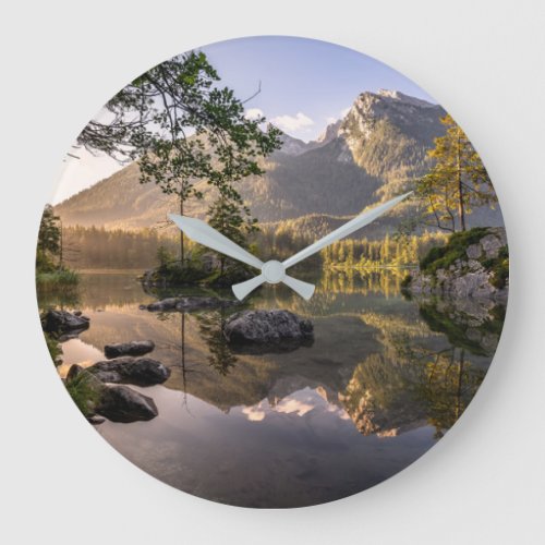 Water  Lake Hintersee Berchtesgaden Germany Large Clock