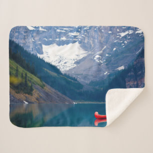 Water   Lake Louise Canadian Rocky Mountains Sherpa Blanket