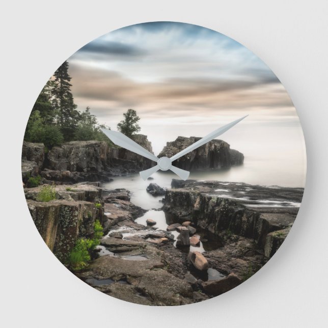 Water | Lake Superior Grand Marais, Minnesota Large Clock (Front)