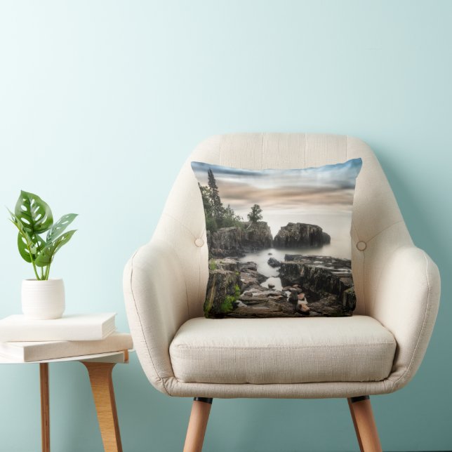Water | Lake Superior Grand Marais, Minnesota Throw Pillow (Chair)