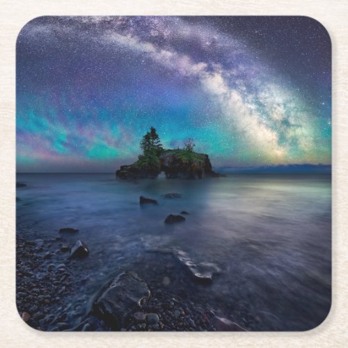 Water  Lake Superior Minnesota Square Paper Coaster