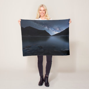 Water Lakeshore at Night Fleece Blanket