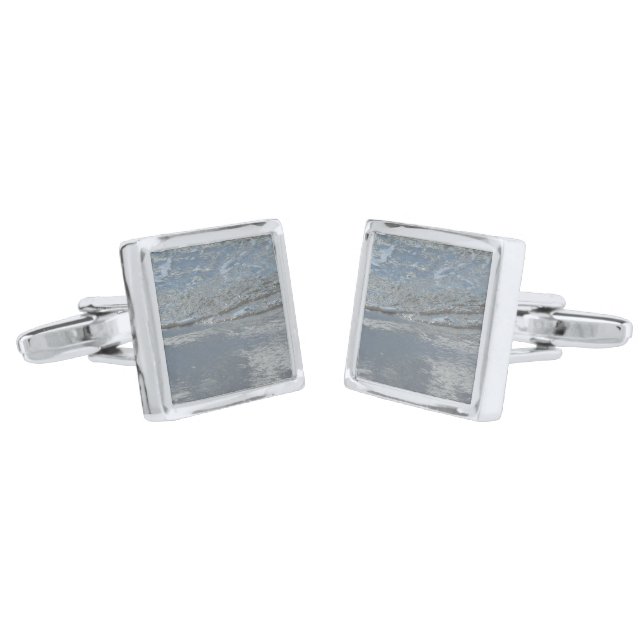 Water Lapping on the Beach Abstract Photography Cufflinks (Angled)