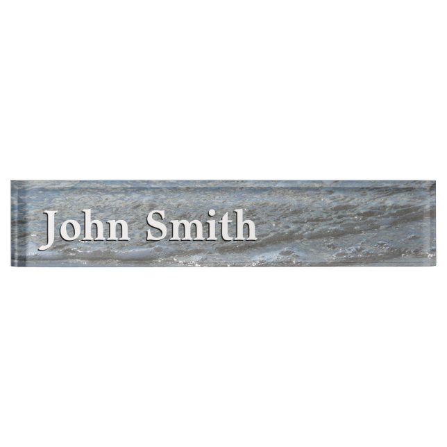 Water Lapping on the Beach Abstract Photography Desk Name Plate (Front)