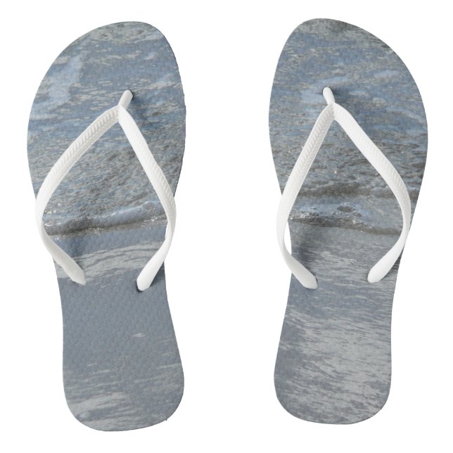 Water Lapping on the Beach Abstract Photography Flip Flops (Footbed)