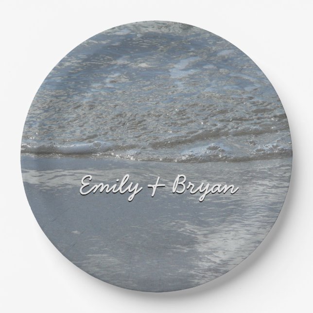 Water Lapping on the Beach Abstract Photography Paper Plates (Front)