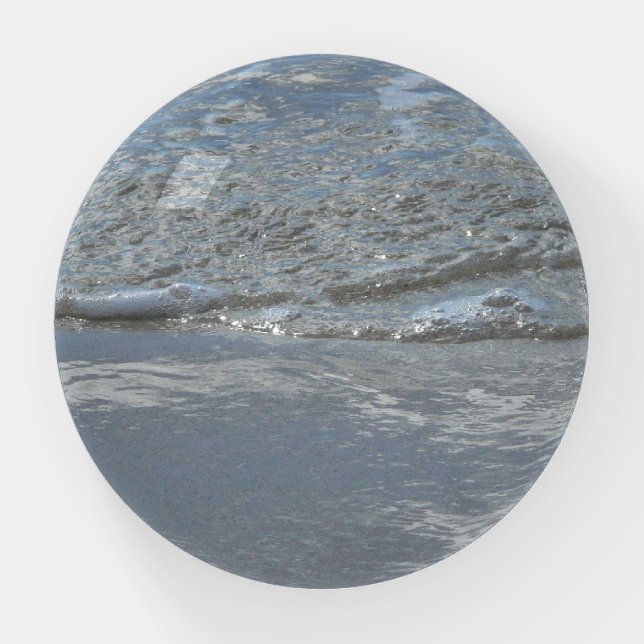 Water Lapping on the Beach Abstract Photography Paperweight (Front)