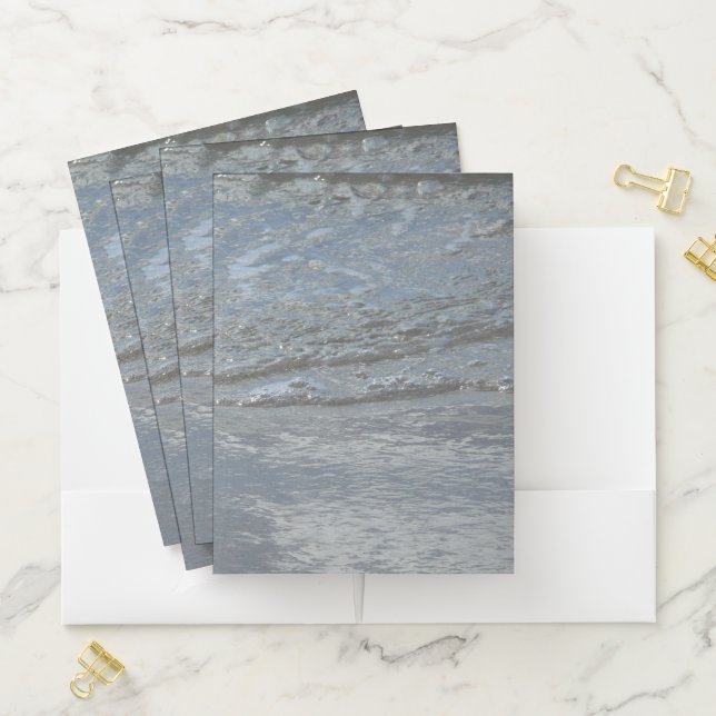 Water Lapping on the Beach Abstract Photography Pocket Folder (In Situ)