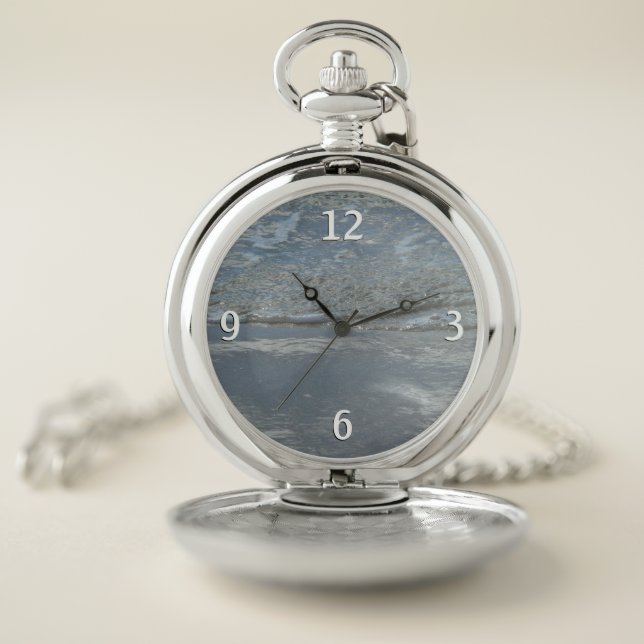 Water Lapping on the Beach Abstract Photography Pocket Watch (Inside)