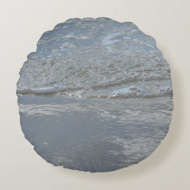 Water Lapping on the Beach Abstract Photography Round Pillow (Front)