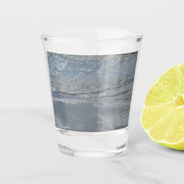 Water Lapping on the Beach Abstract Photography Shot Glass (Front)