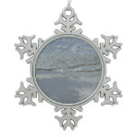 Water Lapping on the Beach Abstract Photography Snowflake Pewter Christmas Ornament