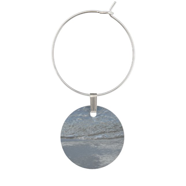 Water Lapping on the Beach Abstract Photography Wine Charm (Front)