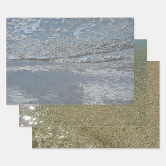 Water Lapping on the Beach Abstract Photography Wrapping Paper Sheets (Set)