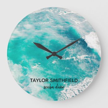 Water Large Clock by TwoTravelledTeens at Zazzle