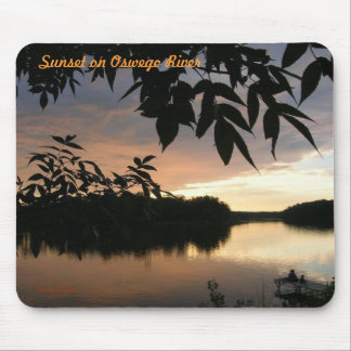 water leaves and fishermen, Sunset on Oswego Ri... Mouse Pad