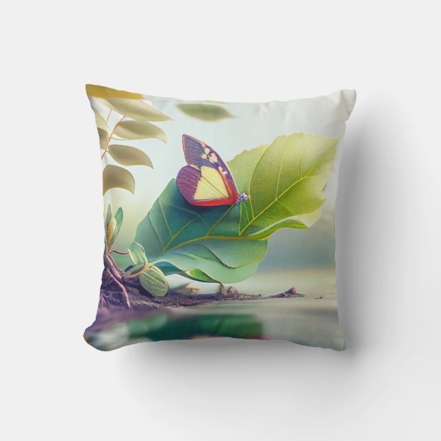 Water Leaves Calm Tranquil Nature Peaceful Season  Throw Pillow (Front)