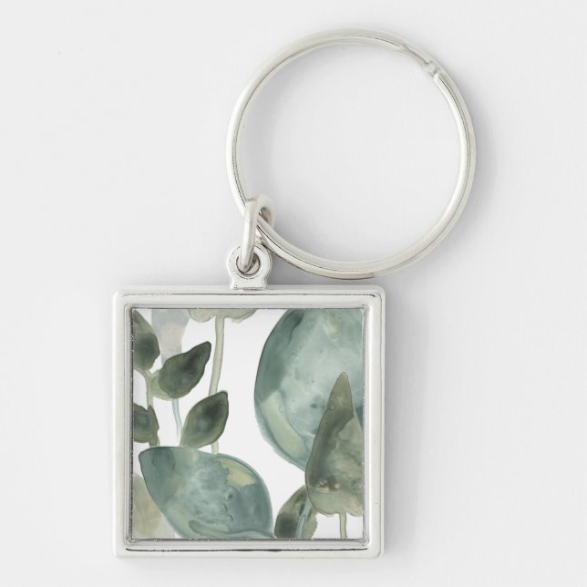 Water Leaves - Watercolor Keychain (Front)