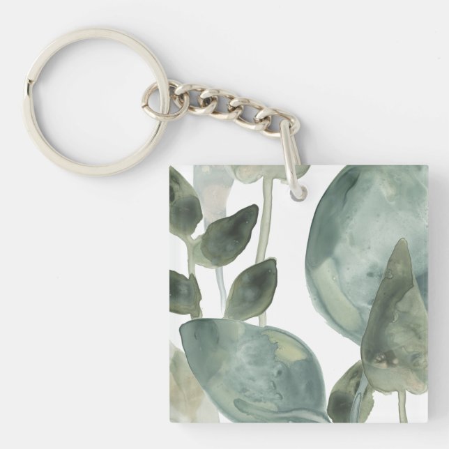 Water Leaves - Watercolor Keychain (Front)
