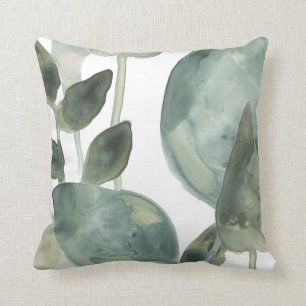 Water Leaves - Watercolor Throw Pillow
