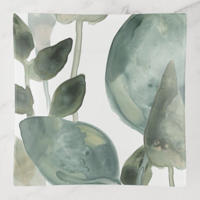 Water Leaves - Watercolor Trinket Tray (Front)