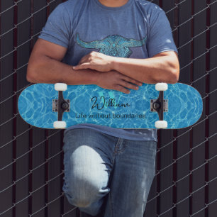 Water Life Blue Modern Nature Expressions Skateboard
