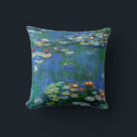 Water Lilies 1916 Claude Monet Fine Art Throw Pillow<br><div class="desc">Water Lilies is one of a series of many water lily flower paintings by French Impressionism artist,  Claude Monet,  painting the light,  color,  and nature reflections in the pond water among the lily pads.</div>