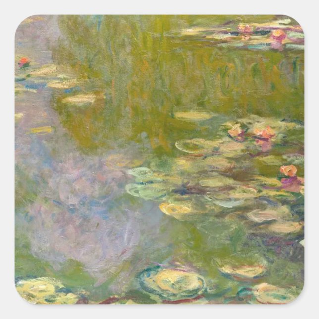 Water Lilies (1919) Claude Monet Impressionism Art Square Sticker