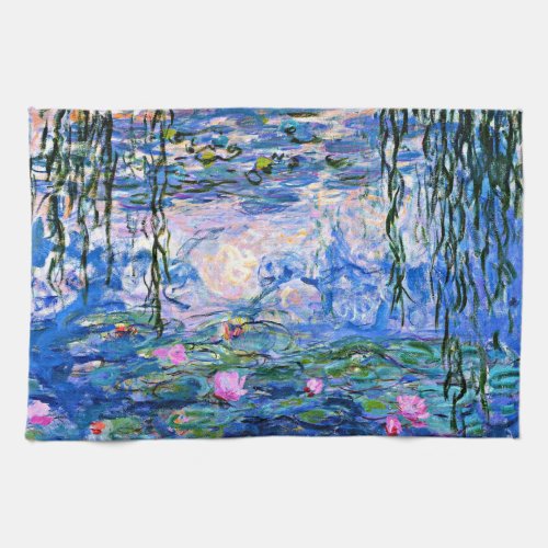 Water Lilies 1919 painting by Claude Monet Kitchen Towel