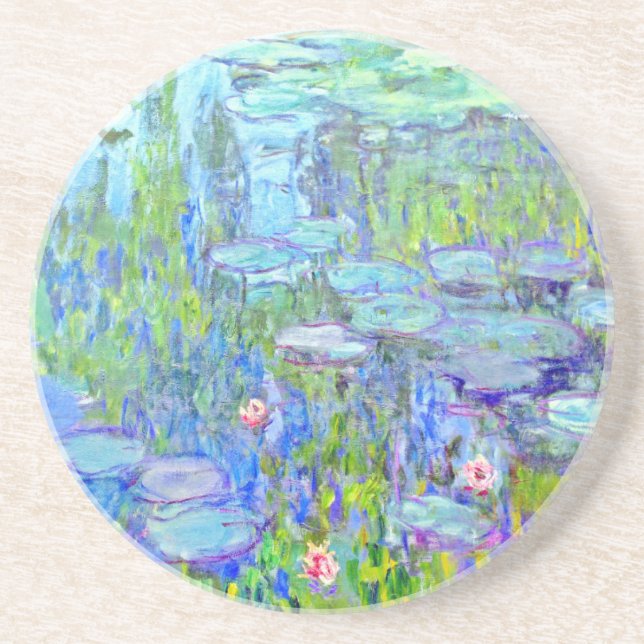 water-lilies-38 sandstone coaster (Front)