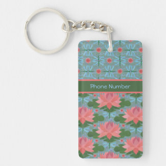 Water Lilies and Dragonflies Custom Keychain