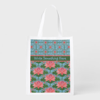 Water Lilies and Dragonflies Custom Shopping Bag