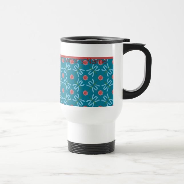 Water Lilies and Dragonflies, Custom Travel Mug (Right)