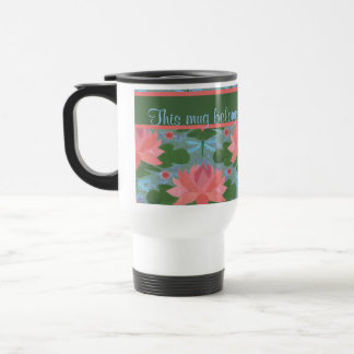 Water Lilies and Dragonflies Custom Travel Mug