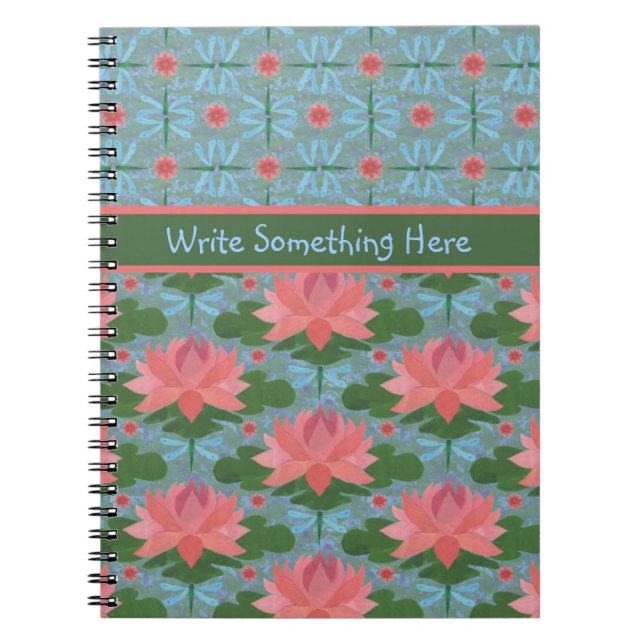 Water Lilies and Dragonflies Spiral Notebook (Front)