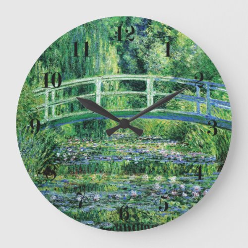 Water Lilies and Japanese Bridge By Claude Monet Large Clock