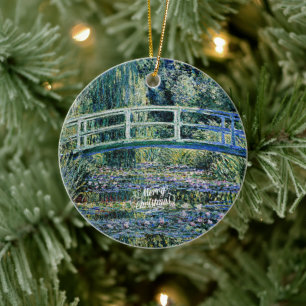 "Water Lilies and Japanese Bridge" Ceramic Ornament