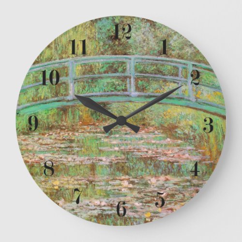 Water Lilies and Japanese Bridge Monet Fine Art Large Clock