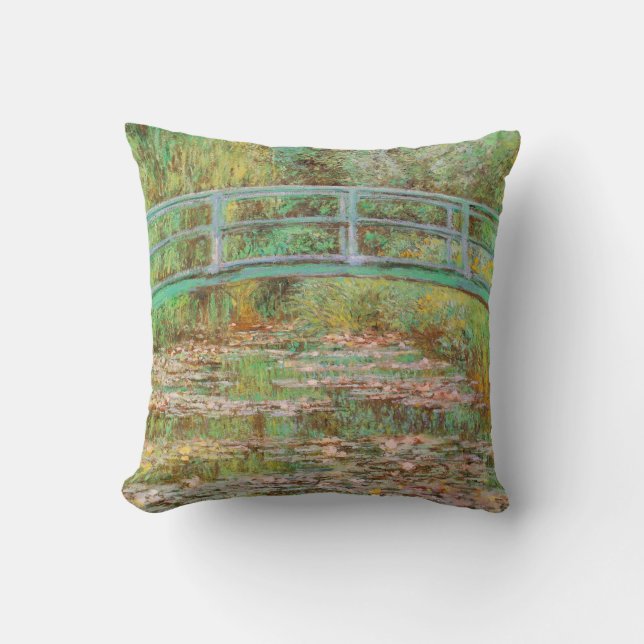 Water Lilies and Japanese Bridge Monet Fine Art Throw Pillow (Front)