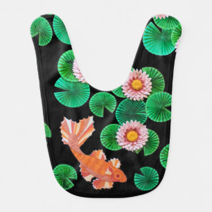 Water Lilies and Koi Fish Paper Plates Baby Bib